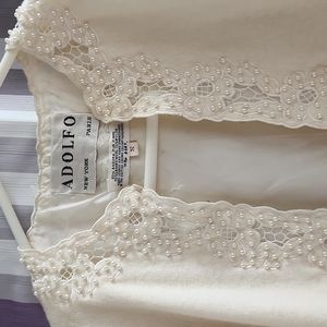 Gorgeous pearl/angora/lambswool   silk-lined sweater